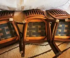 scaun din lemn set 3 scaune vechi taburet vintage Romania made - 3