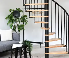 Scara interioara spirala Claria - metal + lemn fag