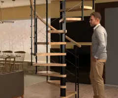 Scara interioara Cyva - spirala lemn fag + metal, compacta - 4