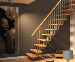 Scara Torino - design contemporan, fag masiv + metal vopsit - 3