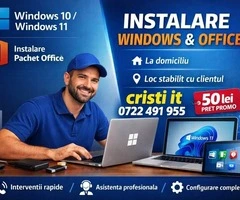 Instalez WINDOWS 11*10 Licenta filme seriale 4K Jocuri OFFICE24 la domiciliul clientului