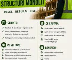 Angajăm inginer execuție structuri monolit