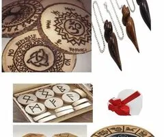 Placa divinatie lemn gravata 4 SETURI +cadou un set de rune - 2