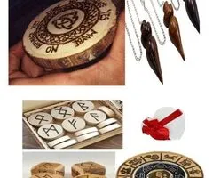Placa divinatie lemn gravata 4 SETURI +cadou un set de rune - 4