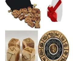 Placa divinatie lemn gravata 4 SETURI +cadou un set de rune - 6