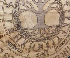 Placa divinatie pomul vietii gravat +un set de rune cadou - 5