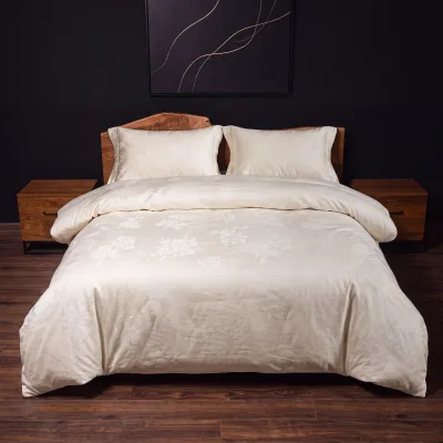 Lenjerie bumbac și bambus Crem, dublu satin 4 piese