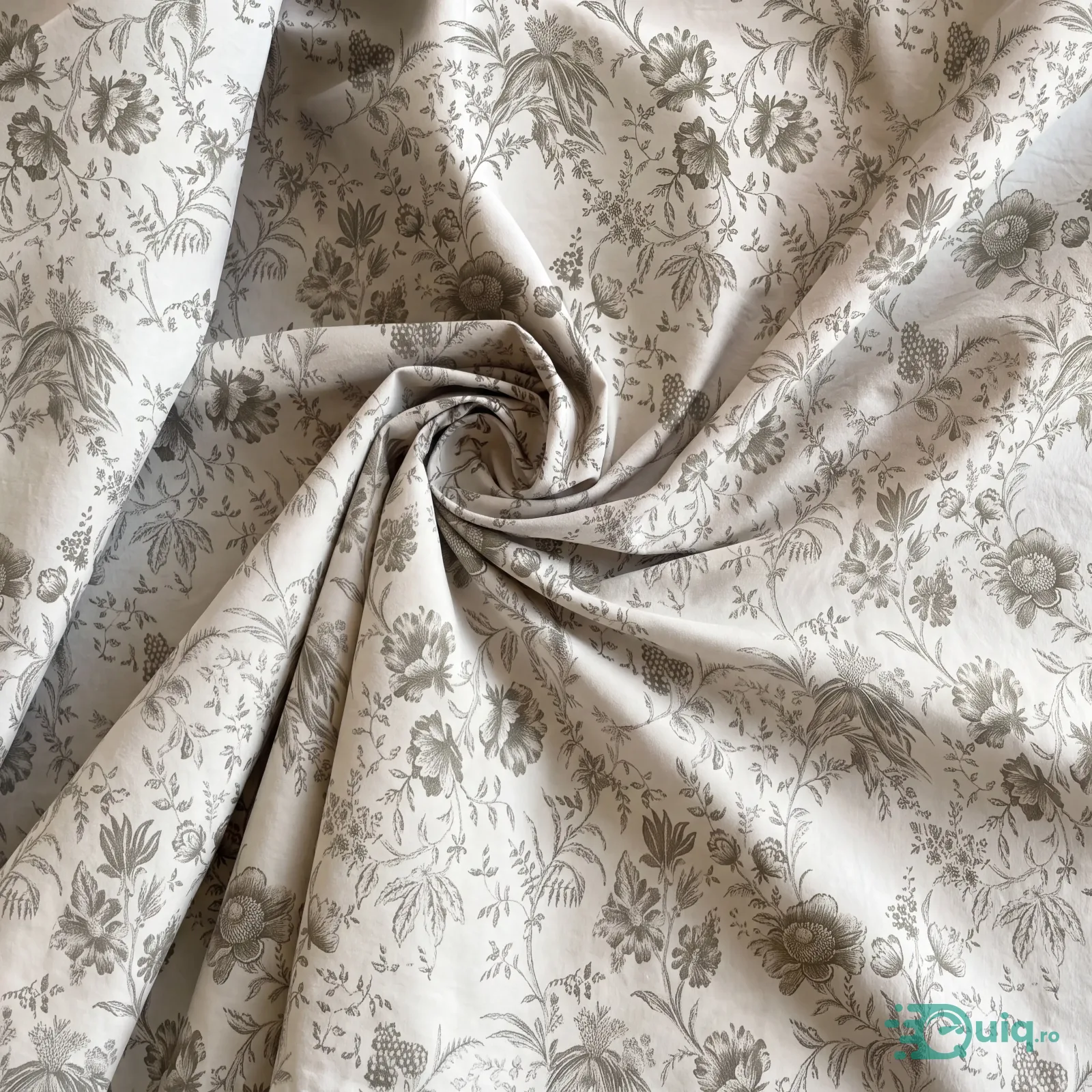 Lenjerie bumbac satinat Crem cu Floral Salvie, 4 piese Oeko-Tex — fotografia 2