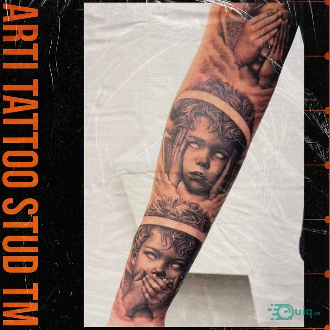 Tatuaj fine line, Timișoara — linii fine, detaliu curat — fotografia 8