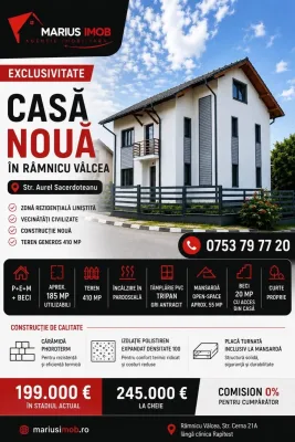 Casă nouă P+E+M, 185 mp utili, Str. Aurel Sacerdoteanu – Încălzire în…
